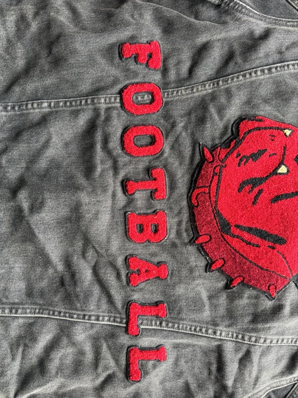 Polo Ralph Lauren RL Varsity Football Bulldog Denim Jacket L - Picture 9 of 16